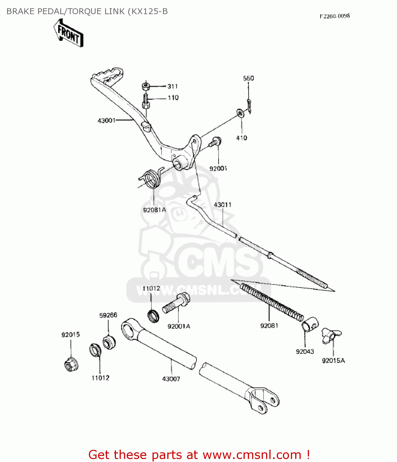 BRAKE PEDAL/TORQUE LINK (KX125-B KX125-B2 KX125 1983 USA CANADA