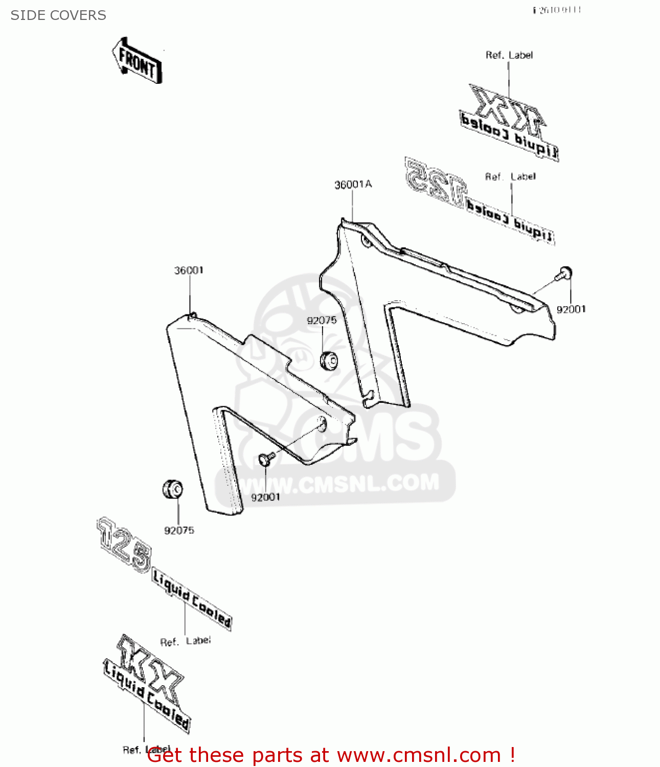 SIDE COVERS KX125-B2 KX125 1983 USA CANADA