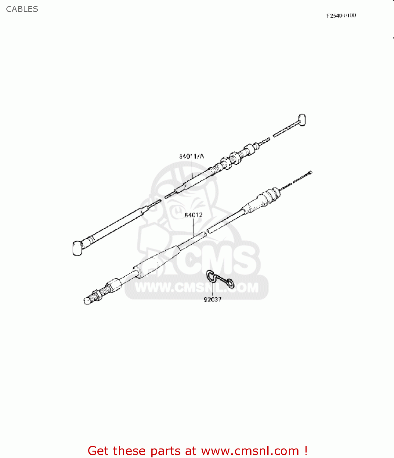 CABLES KX125-B2 KX125 1983 USA CANADA