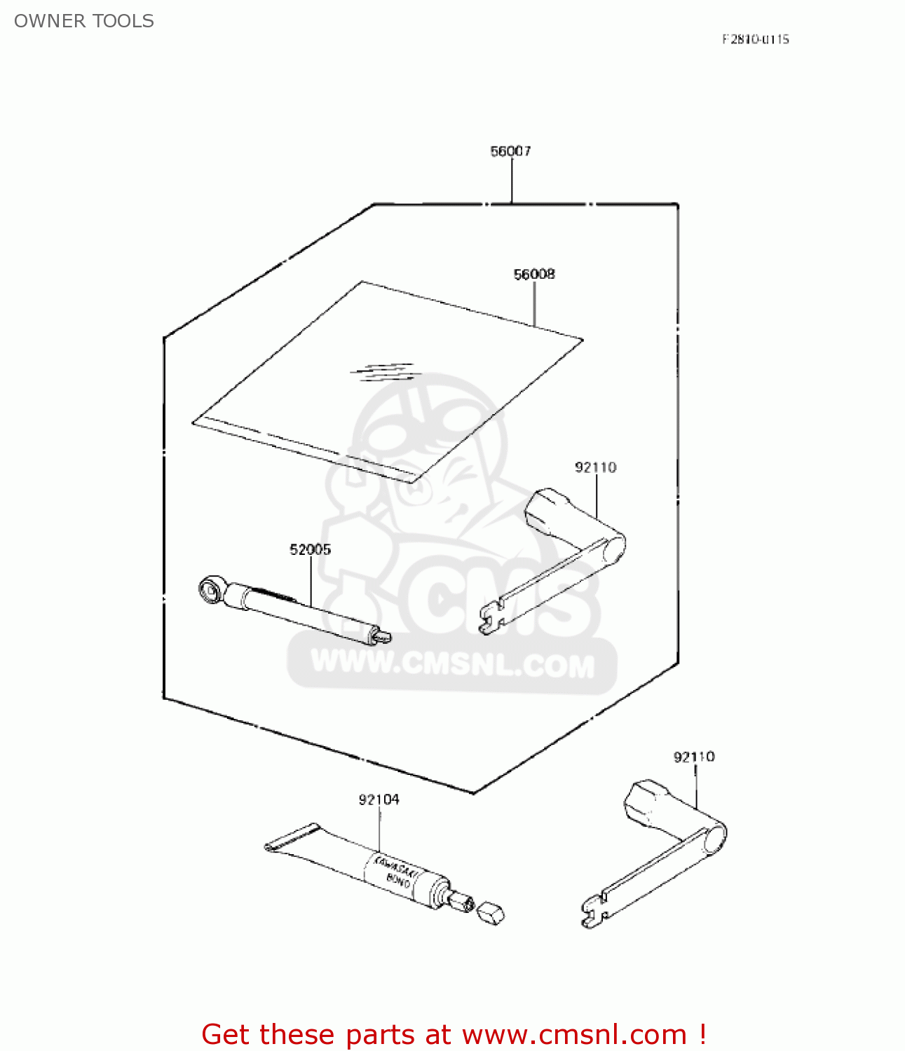 OWNER TOOLS KX125-B2 KX125 1983 USA CANADA