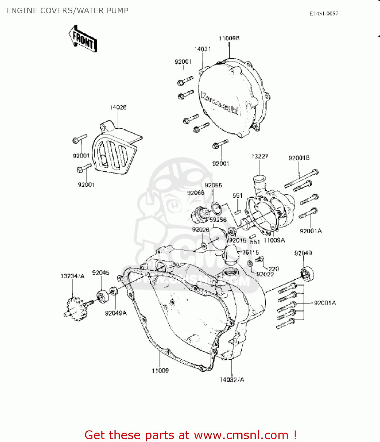 ENGINE COVERS/WATER PUMP KX125-B2 KX125 1983 USA CANADA