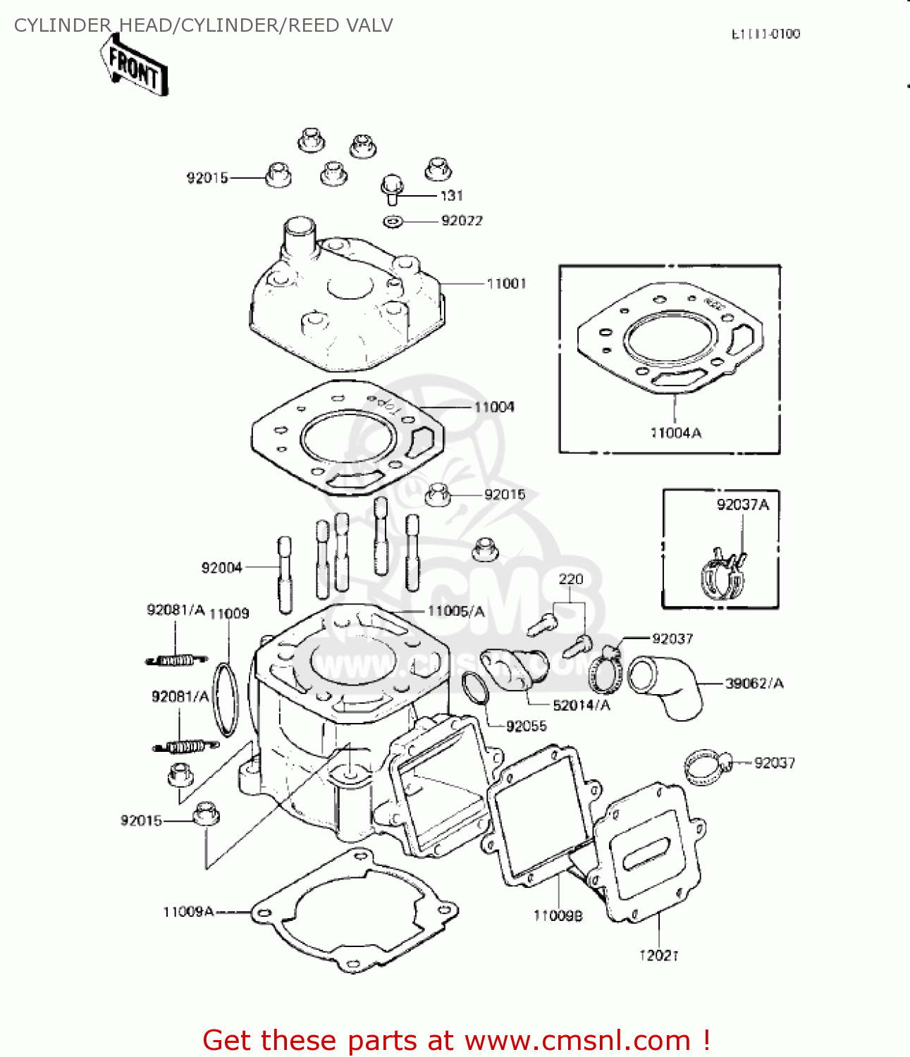 CYLINDER HEAD/CYLINDER/REED VALV KX125-B2 KX125 1983 USA CANADA