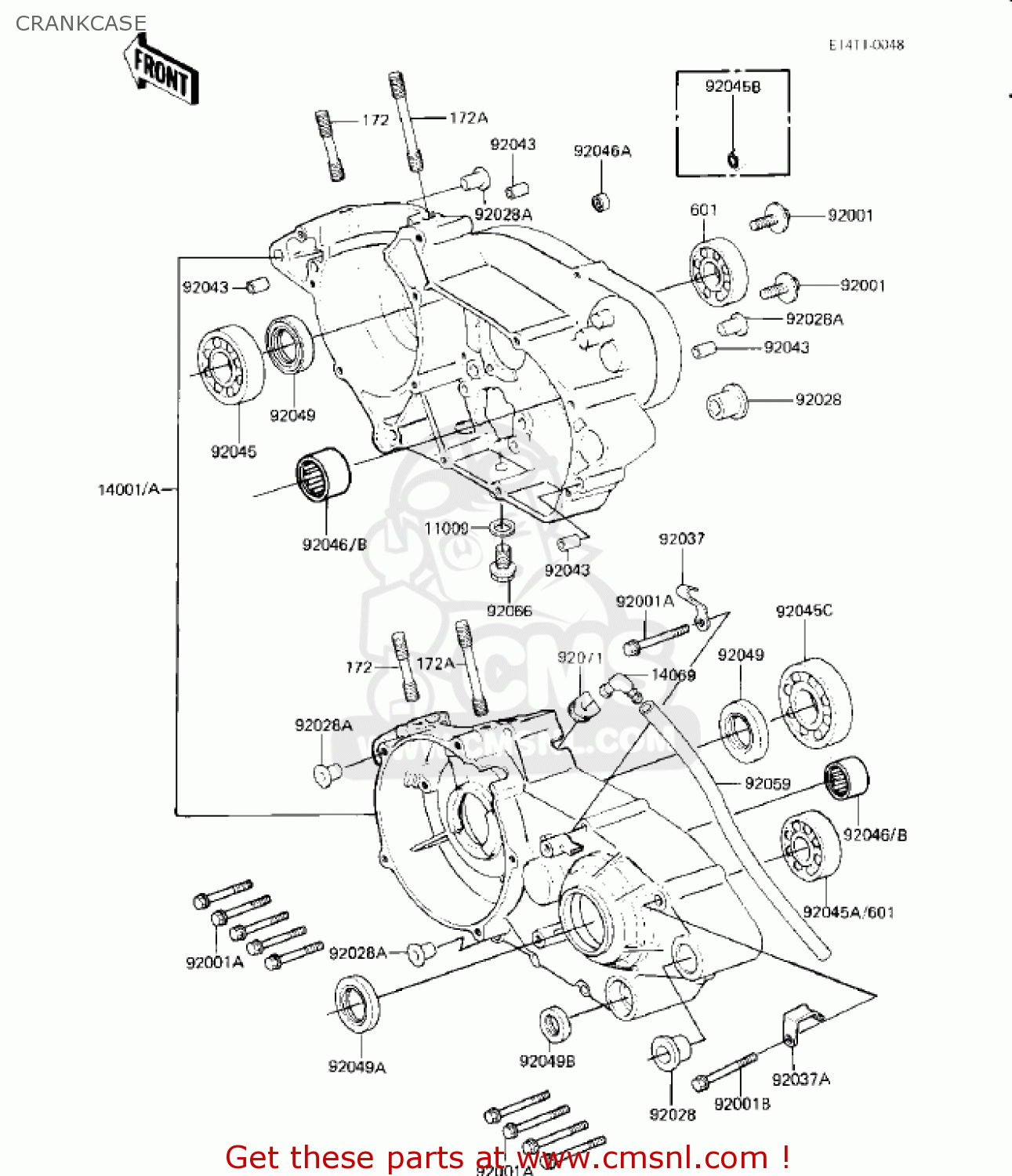 CRANKCASE KX125-B2 KX125 1983 USA CANADA