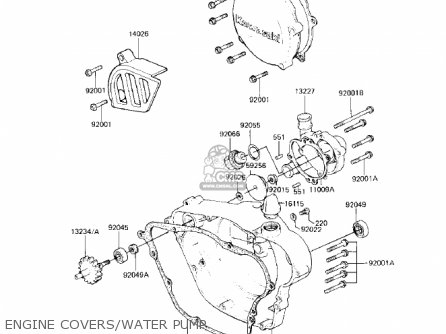 ENGINE COVERS/WATER PUMP - KX125-B2 KX125 1983 USA CANADA