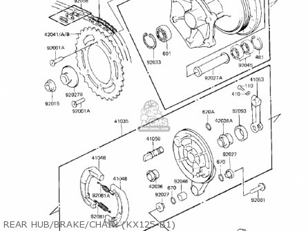 REAR HUB/BRAKE/CHAIN (KX125-B1) - KX125-B2 KX125 1983 USA CANADA