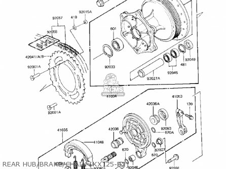 REAR HUB/BRAKE/CHAIN (KX125-B2) - KX125-B2 KX125 1983 USA CANADA