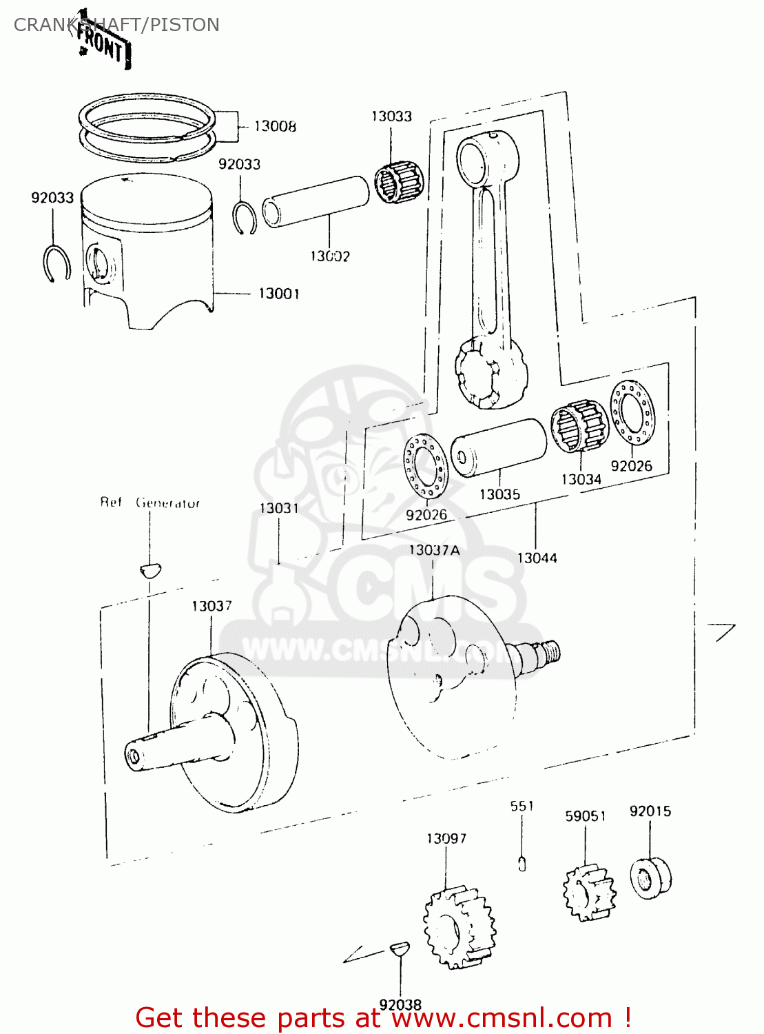 Kawasaki KX125-C1 1984 UNITED KINGDOM AL USA CN CRANKSHAFT/PISTON - Buy ...