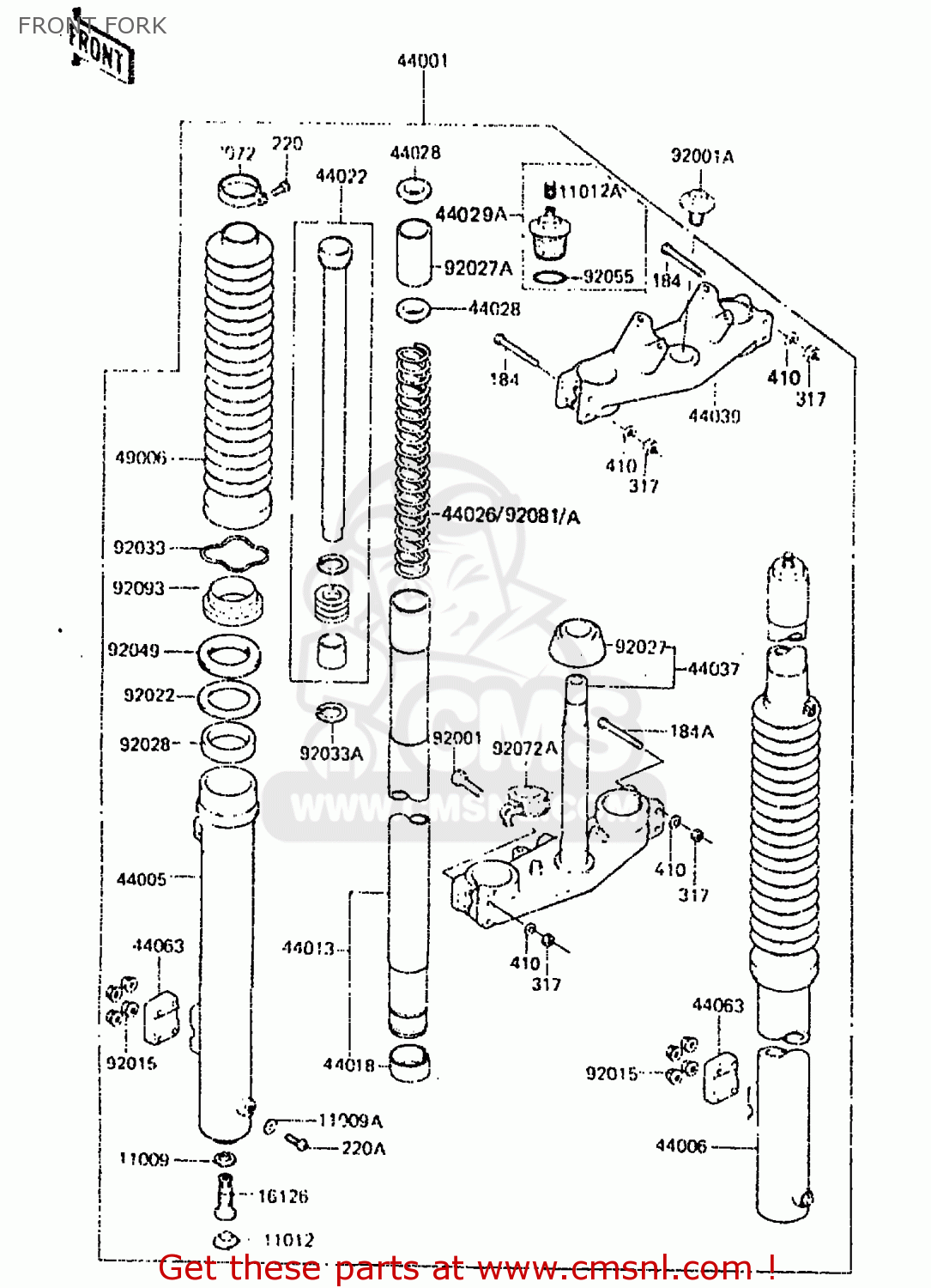 FRONT FORK KX125-C1 1984 UNITED KINGDOM AL USA CN