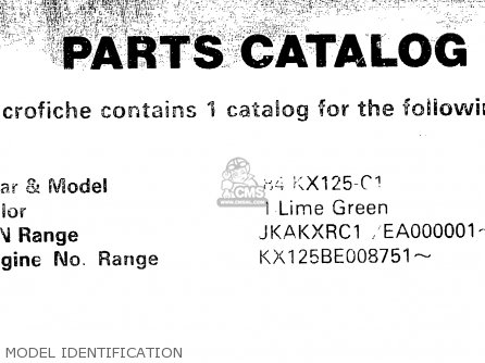 MODEL IDENTIFICATION - KX125-C1 1984 UNITED KINGDOM AL USA CN