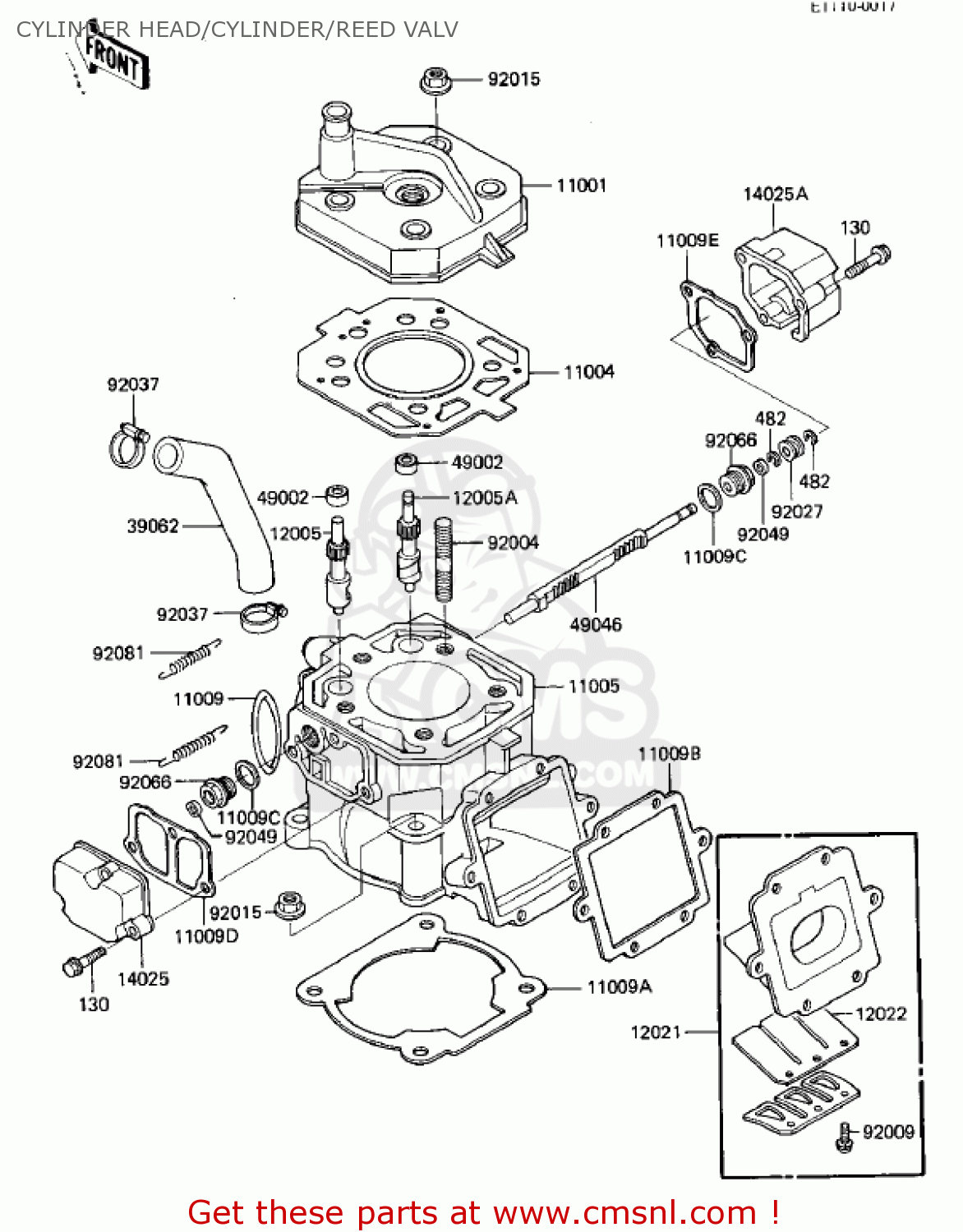 Kawasaki KX125-D1 KX125 1985 USA CANADA CYLINDER HEAD/CYLINDER/REED ...