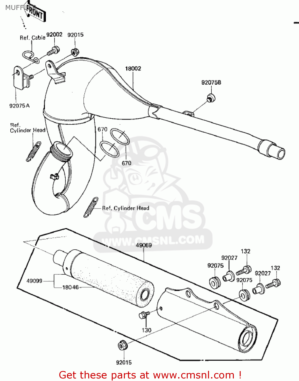 MUFFLER KX125-D1 KX125 1985 USA CANADA