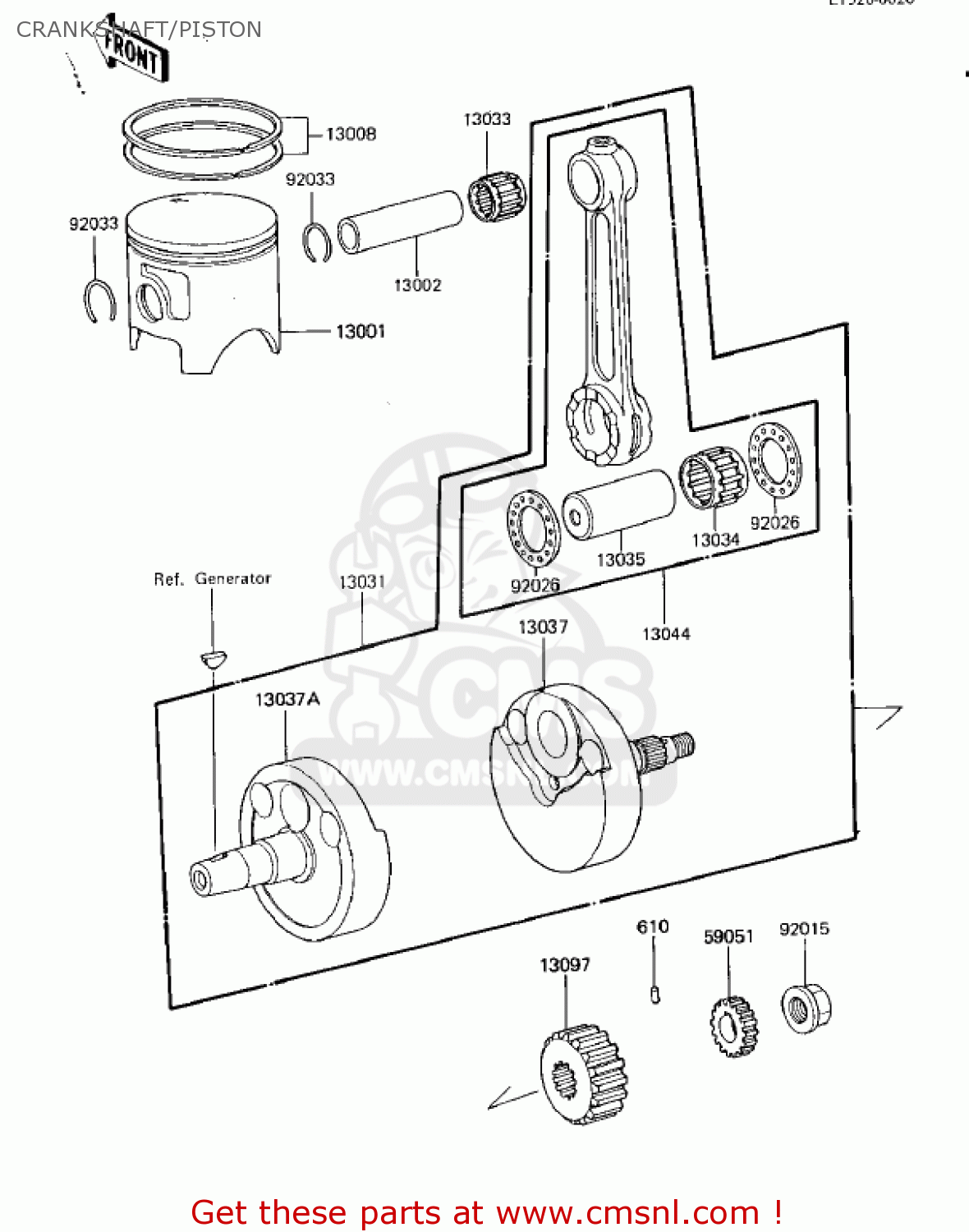 CRANKSHAFT/PISTON KX125-D1 KX125 1985 USA CANADA