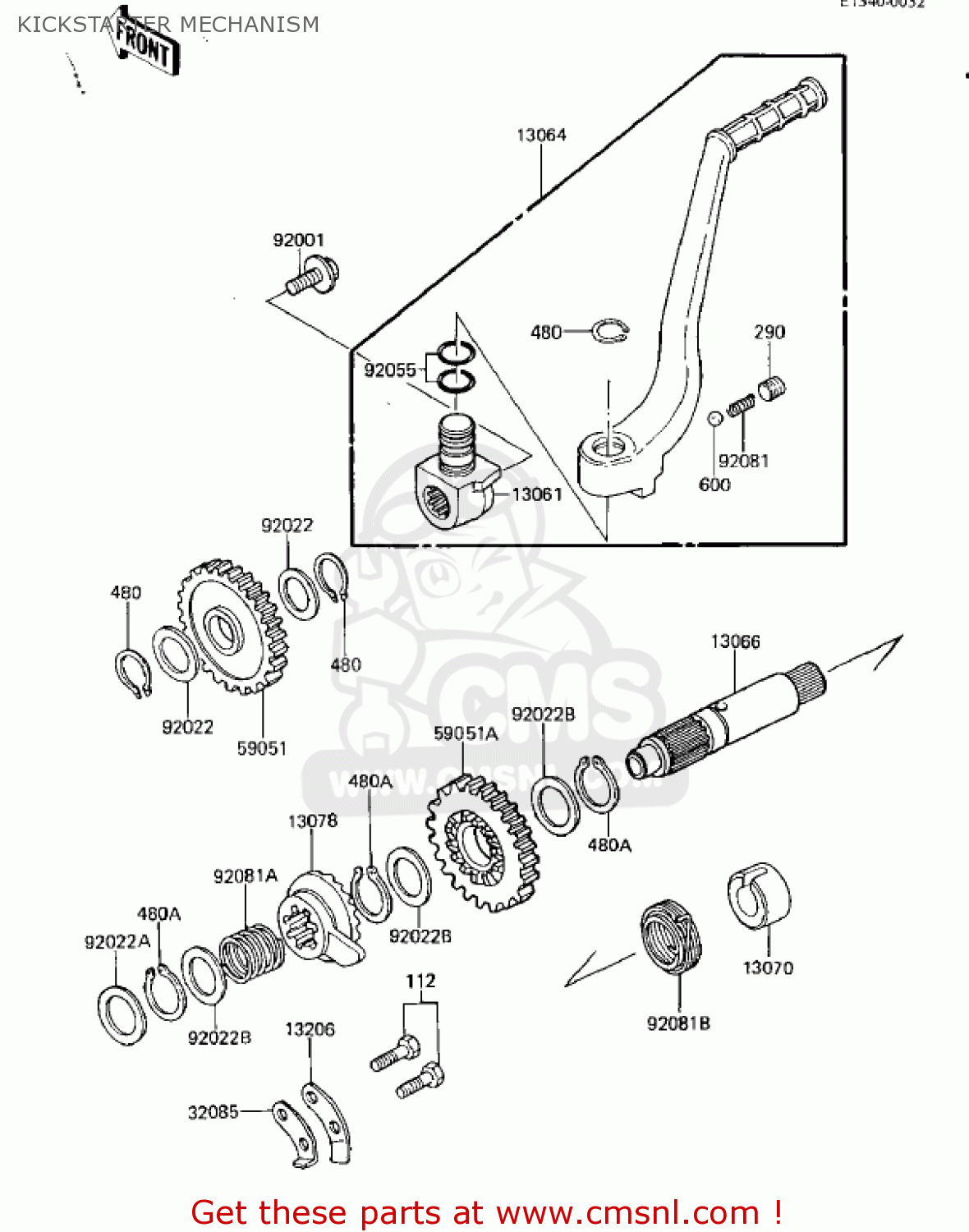KICKSTARTER MECHANISM KX125-D1 KX125 1985 USA CANADA