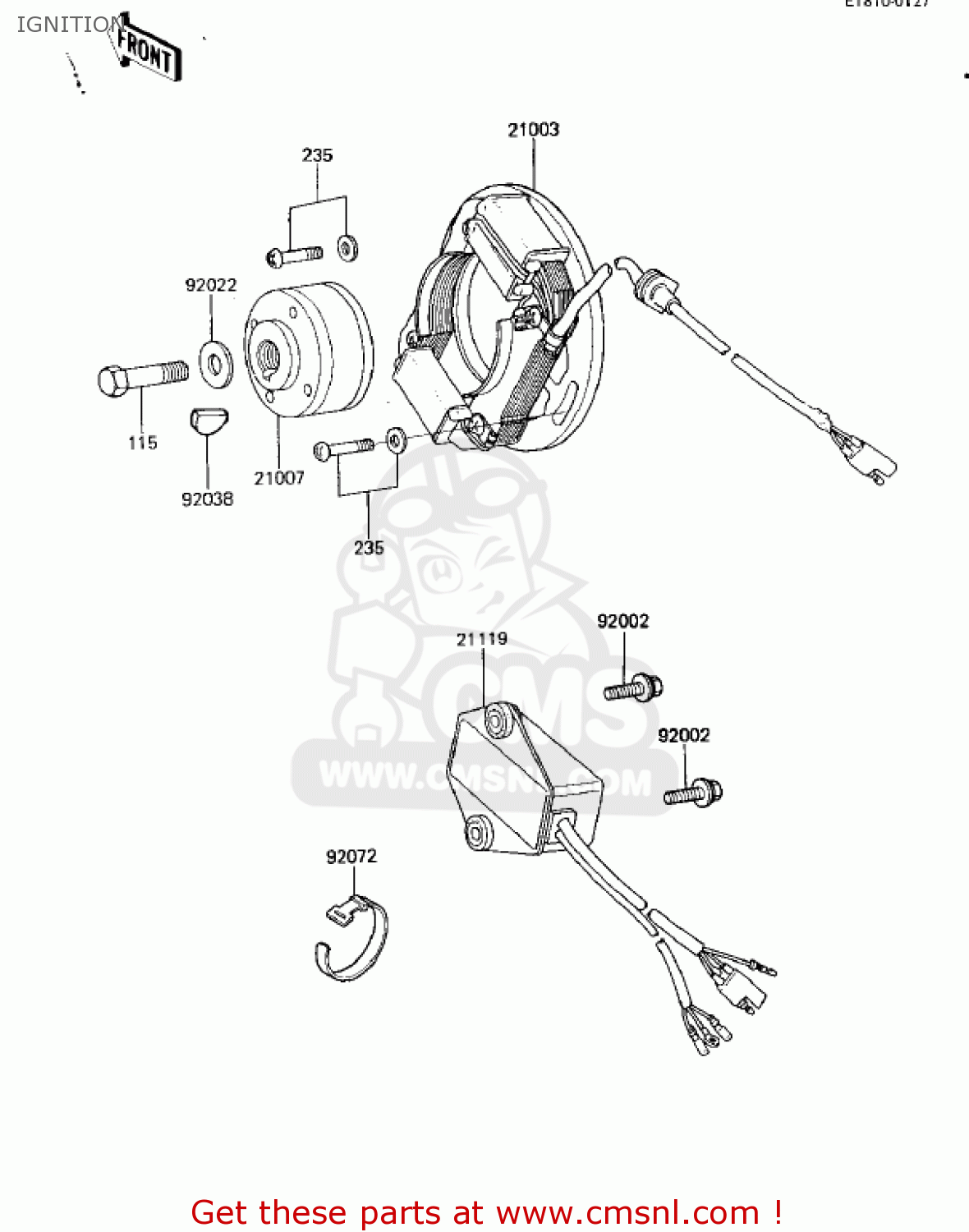 IGNITION KX125-D1 KX125 1985 USA CANADA