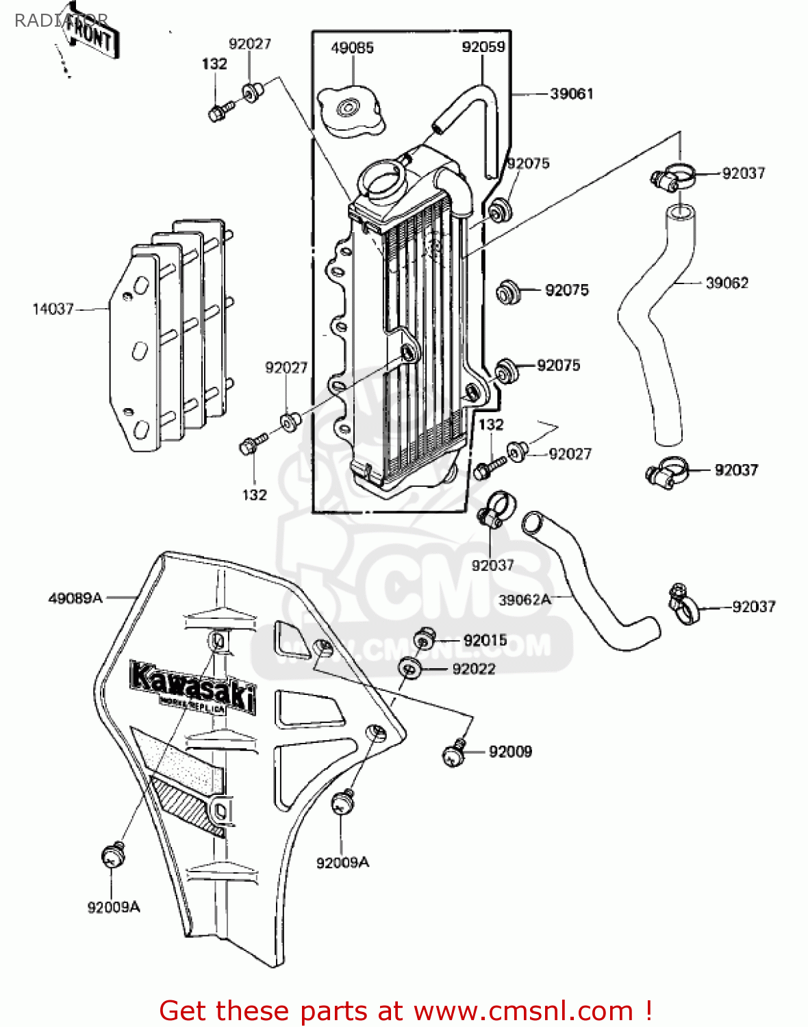 RADIATOR KX125-D1 KX125 1985 USA CANADA