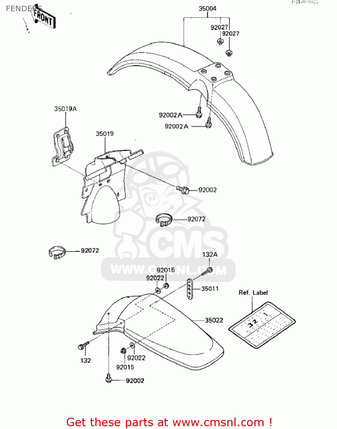 FENDERS KX125-D1 KX125 1985 USA CANADA