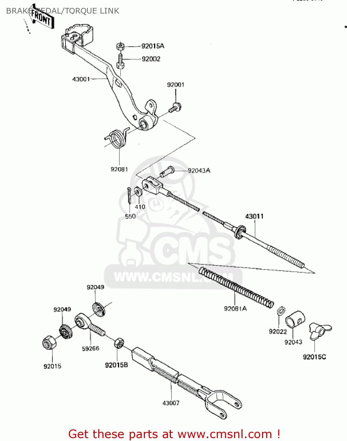 BRAKE PEDAL/TORQUE LINK KX125-D1 KX125 1985 USA CANADA
