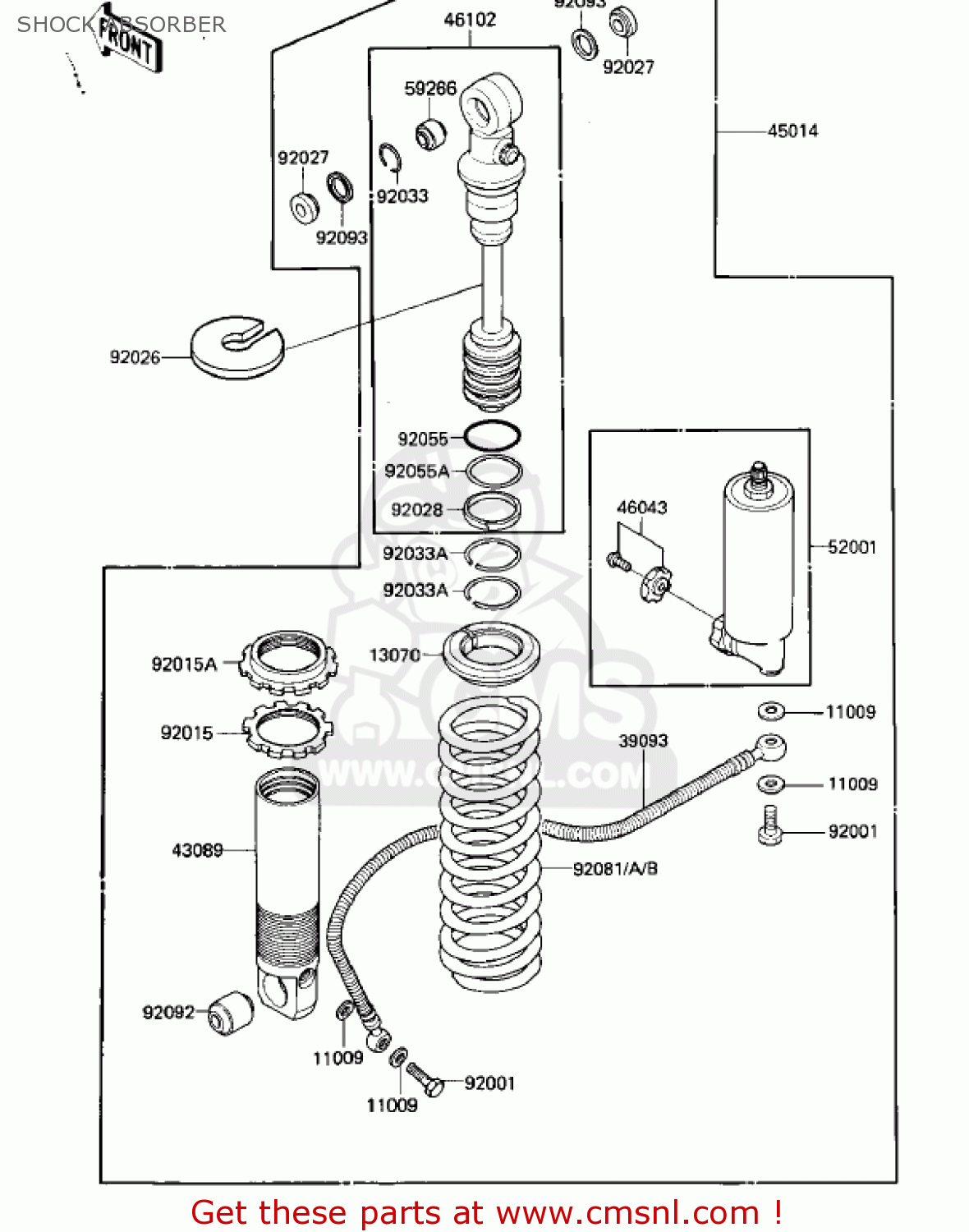 SHOCK ABSORBER KX125-D1 KX125 1985 USA CANADA