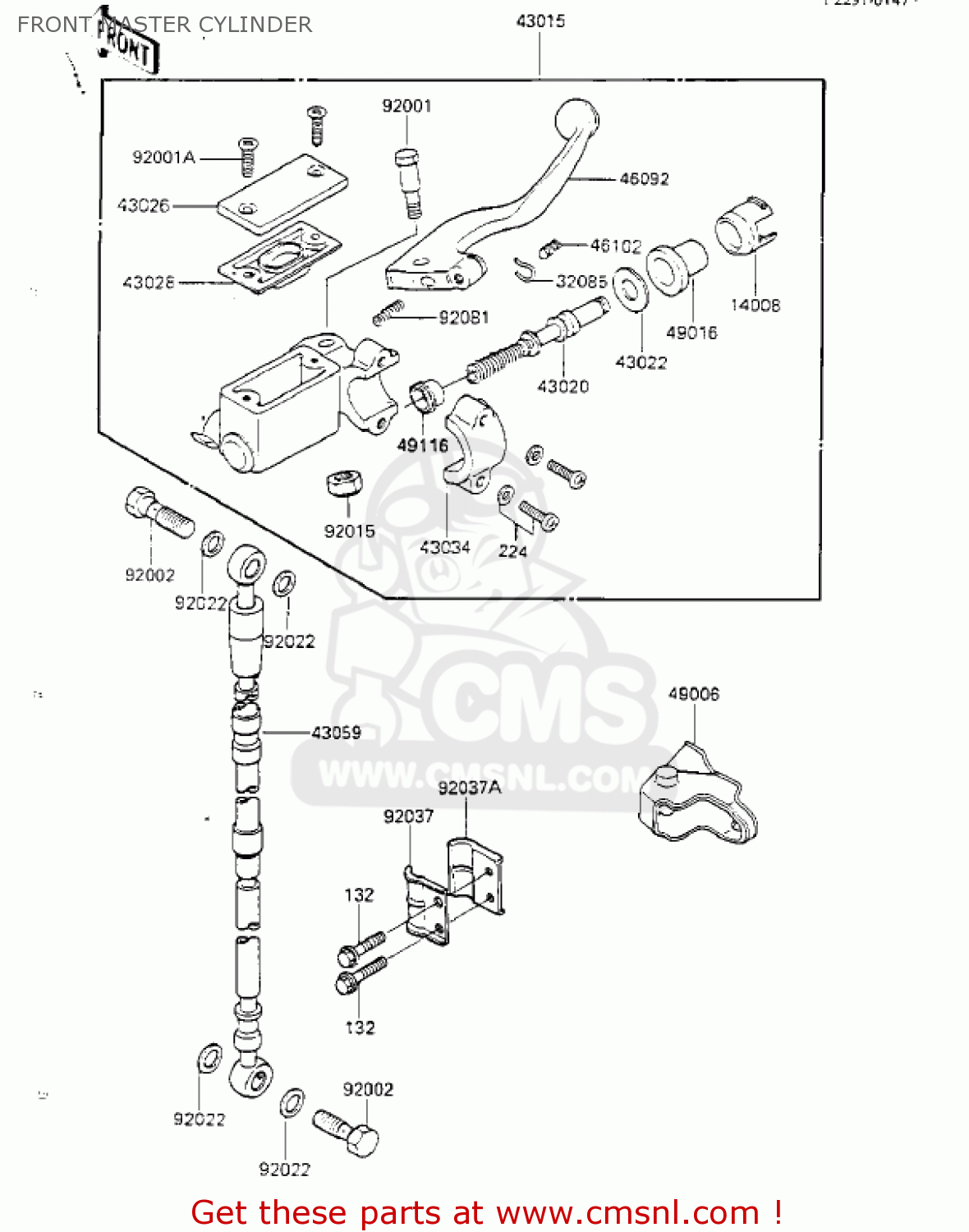FRONT MASTER CYLINDER KX125-D1 KX125 1985 USA CANADA