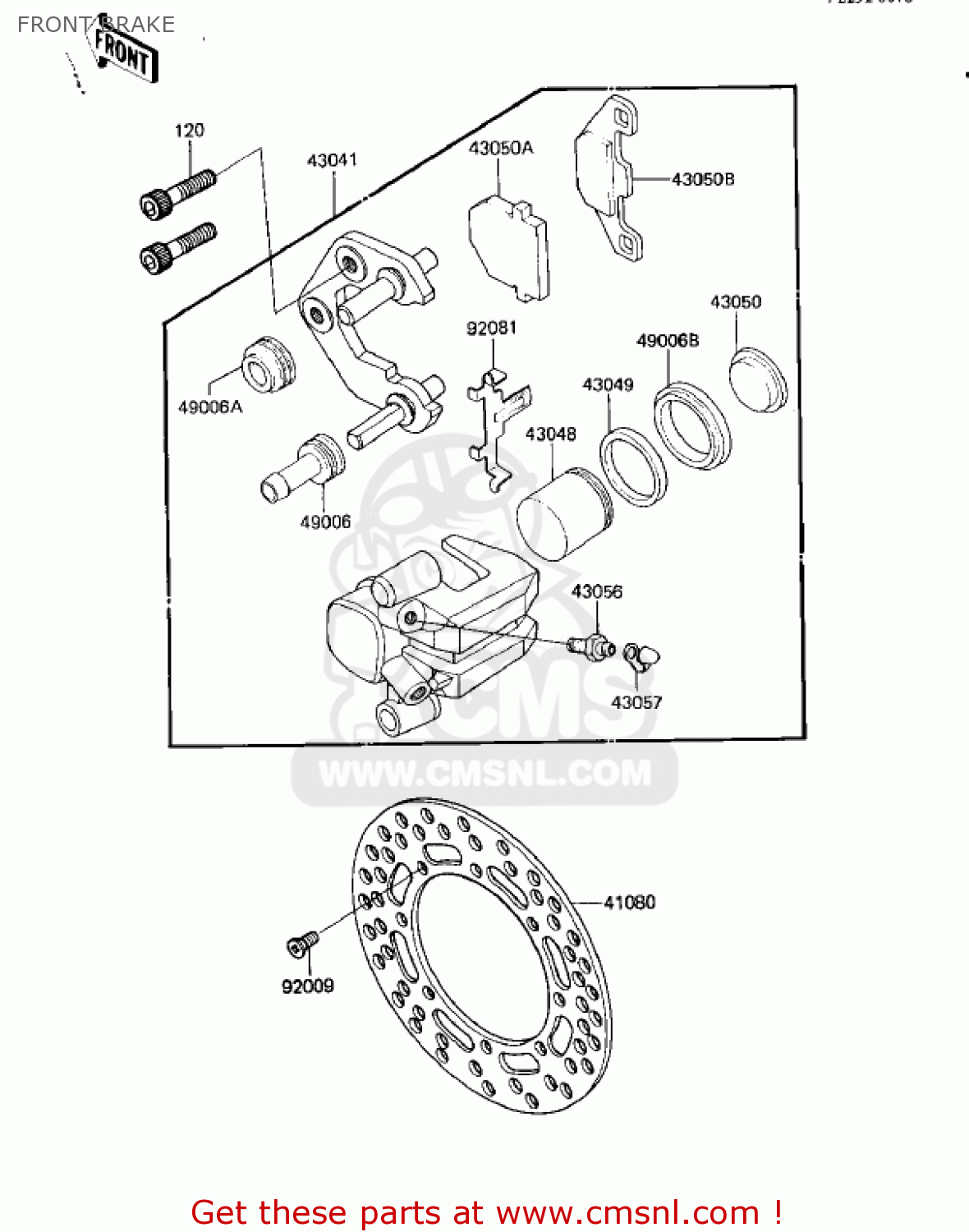 FRONT BRAKE KX125-D1 KX125 1985 USA CANADA