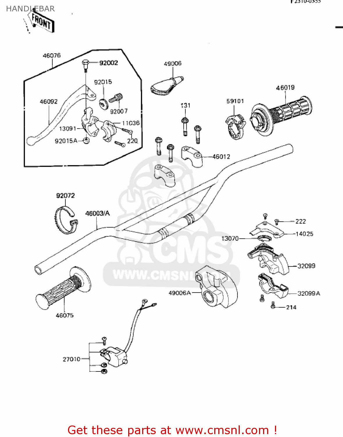 HANDLEBAR KX125-D1 KX125 1985 USA CANADA