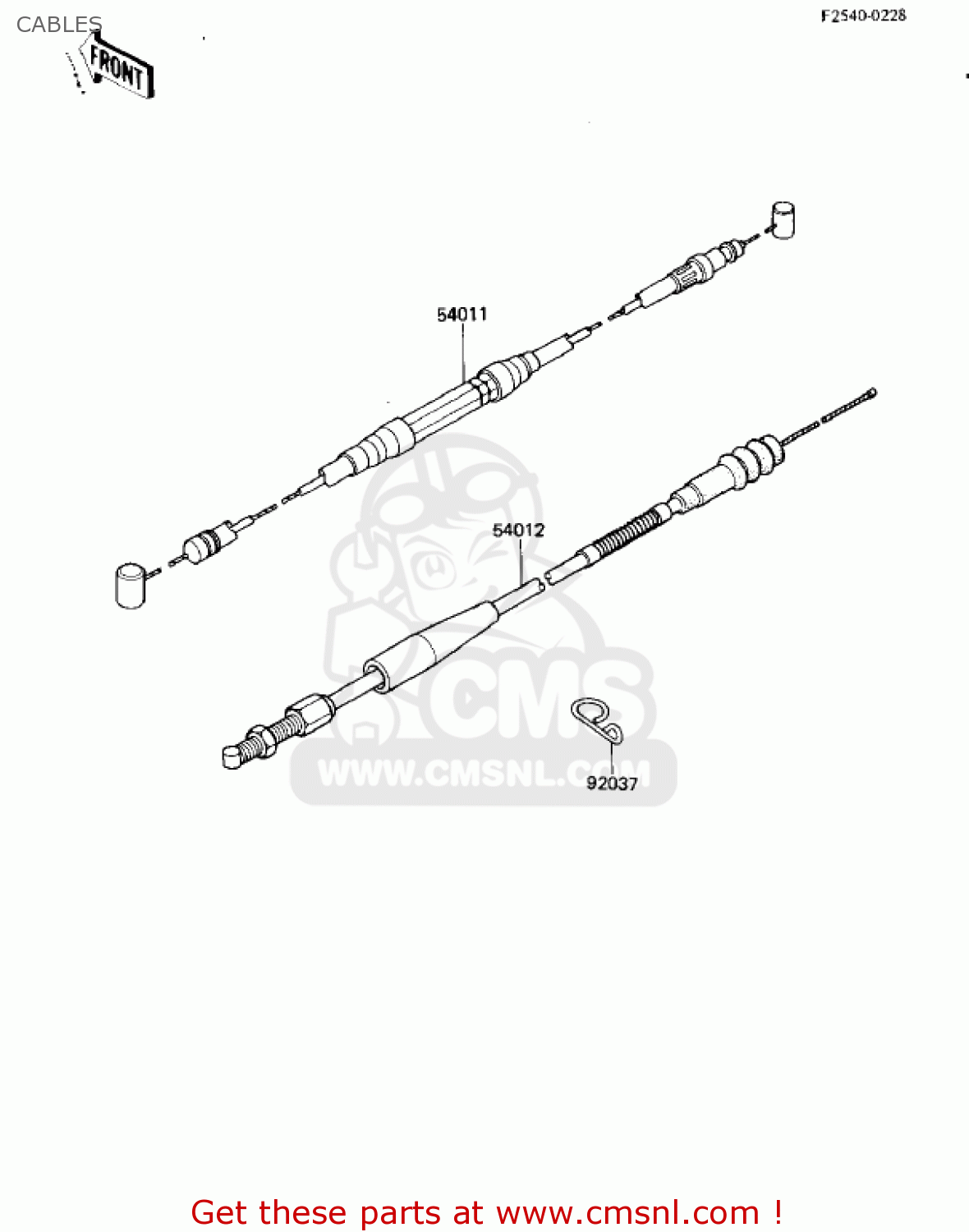 CABLES KX125-D1 KX125 1985 USA CANADA