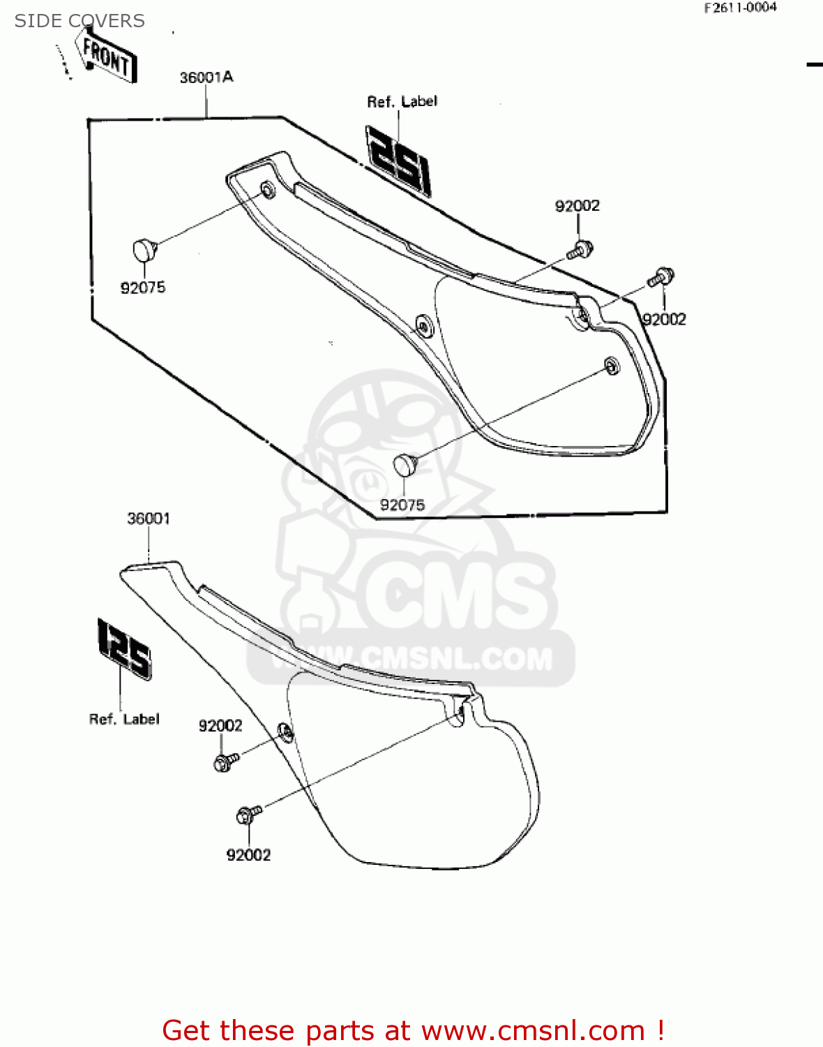 SIDE COVERS KX125-D1 KX125 1985 USA CANADA