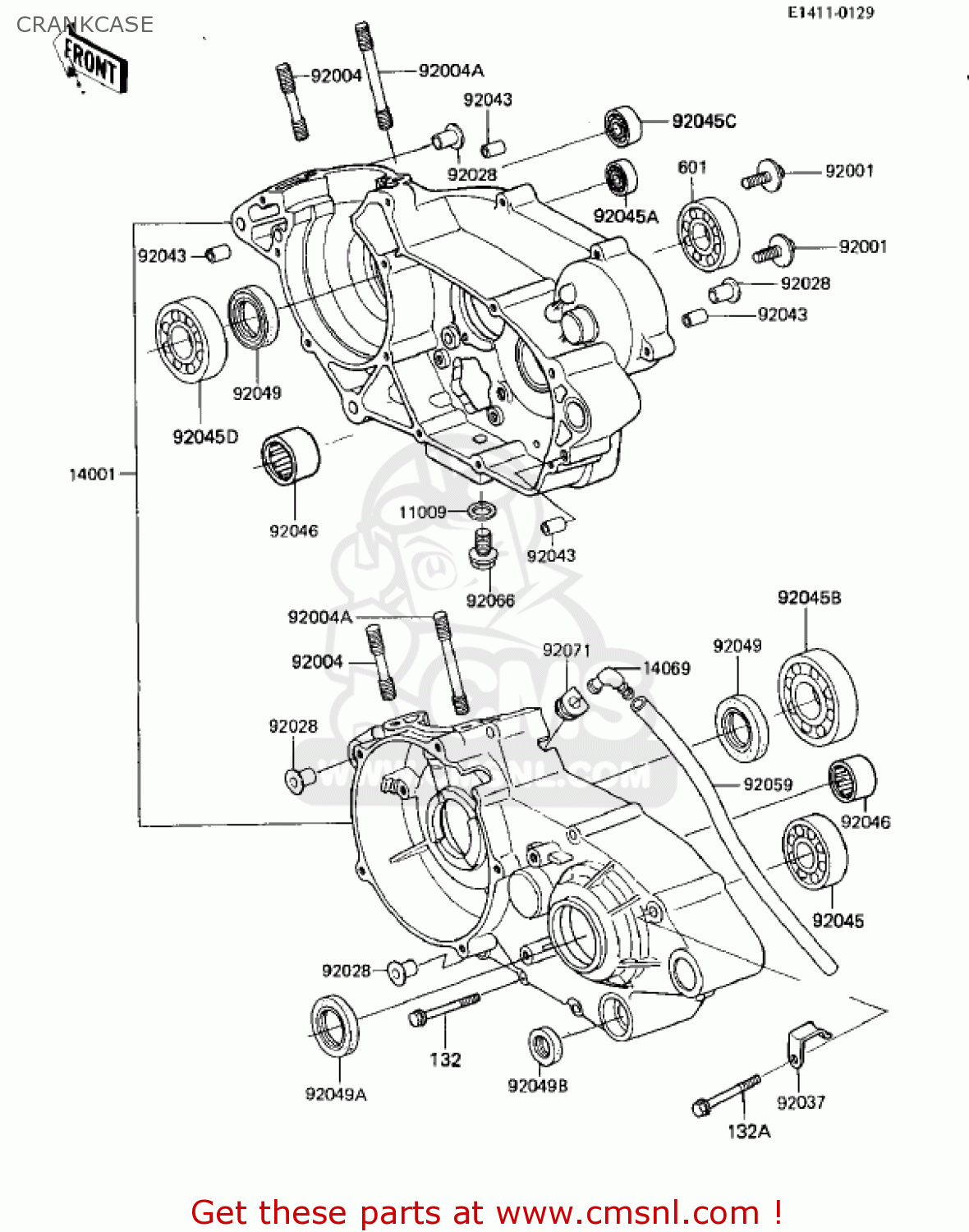 CRANKCASE KX125-D1 KX125 1985 USA CANADA