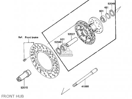 FRONT HUB - KX125-D1 KX125 1985 USA CANADA