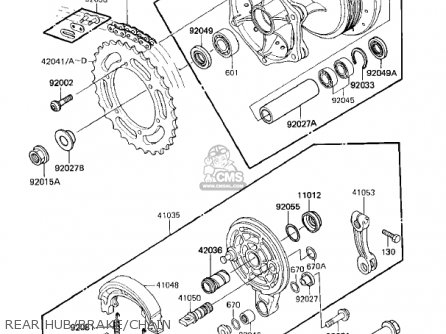 REAR HUB/BRAKE/CHAIN - KX125-D1 KX125 1985 USA CANADA