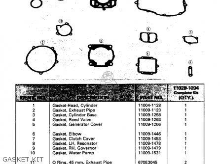 GASKET KIT - KX125-D1 KX125 1985 USA CANADA