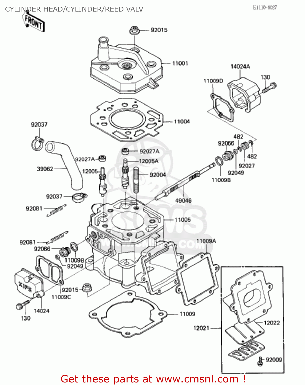 CYLINDER HEAD/CYLINDER/REED VALV KX125-E1 KX125 1986 USA CANADA