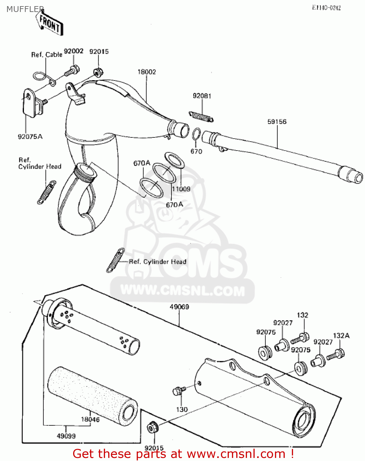 MUFFLER KX125-E1 KX125 1986 USA CANADA