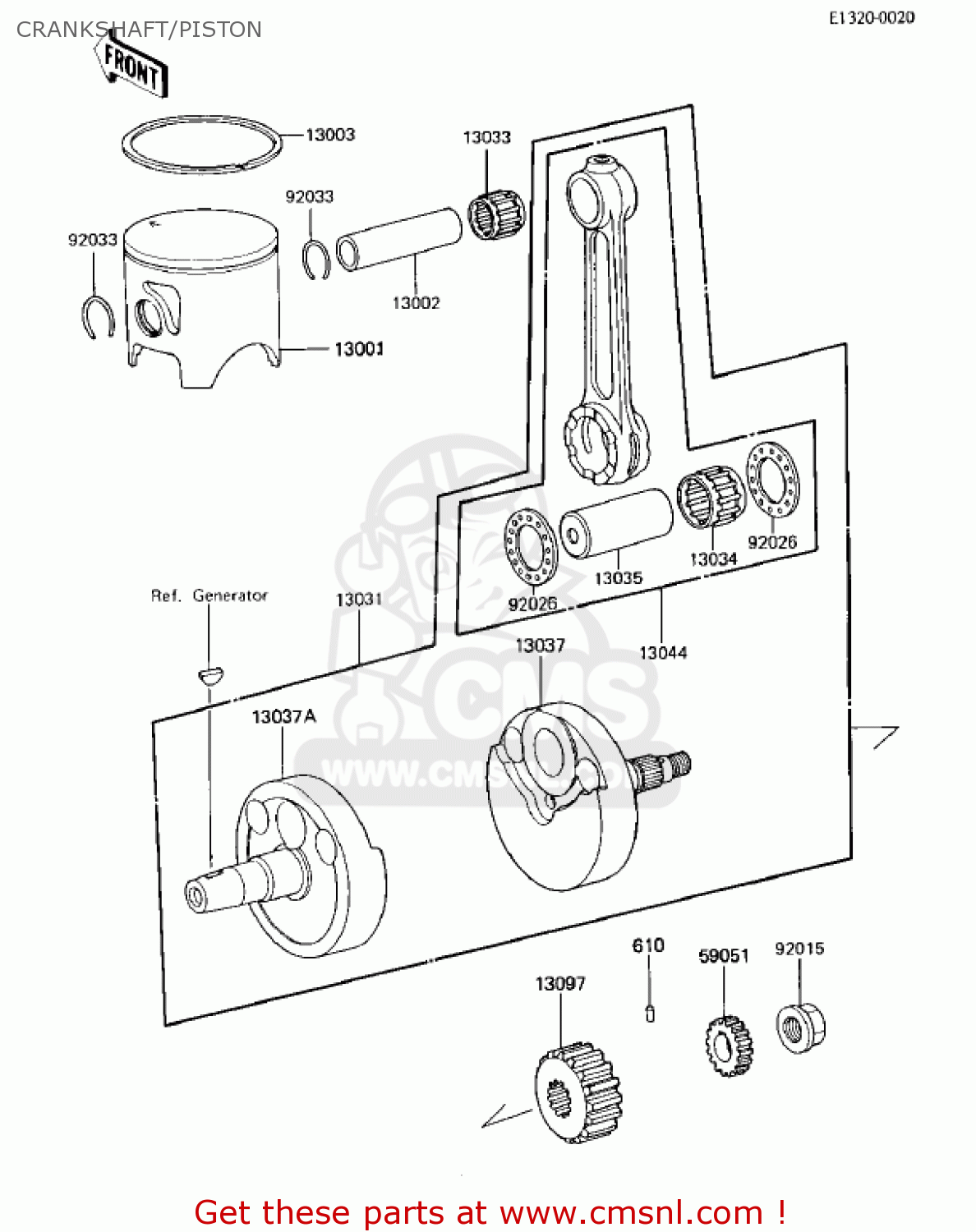 CRANKSHAFT/PISTON KX125-E1 KX125 1986 USA CANADA