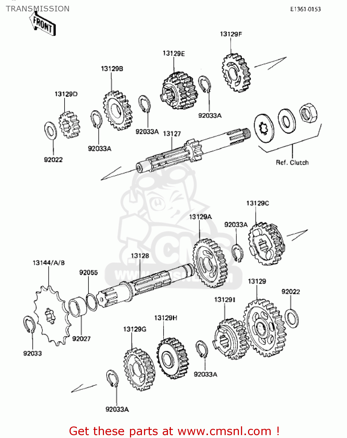 TRANSMISSION KX125-E1 KX125 1986 USA CANADA