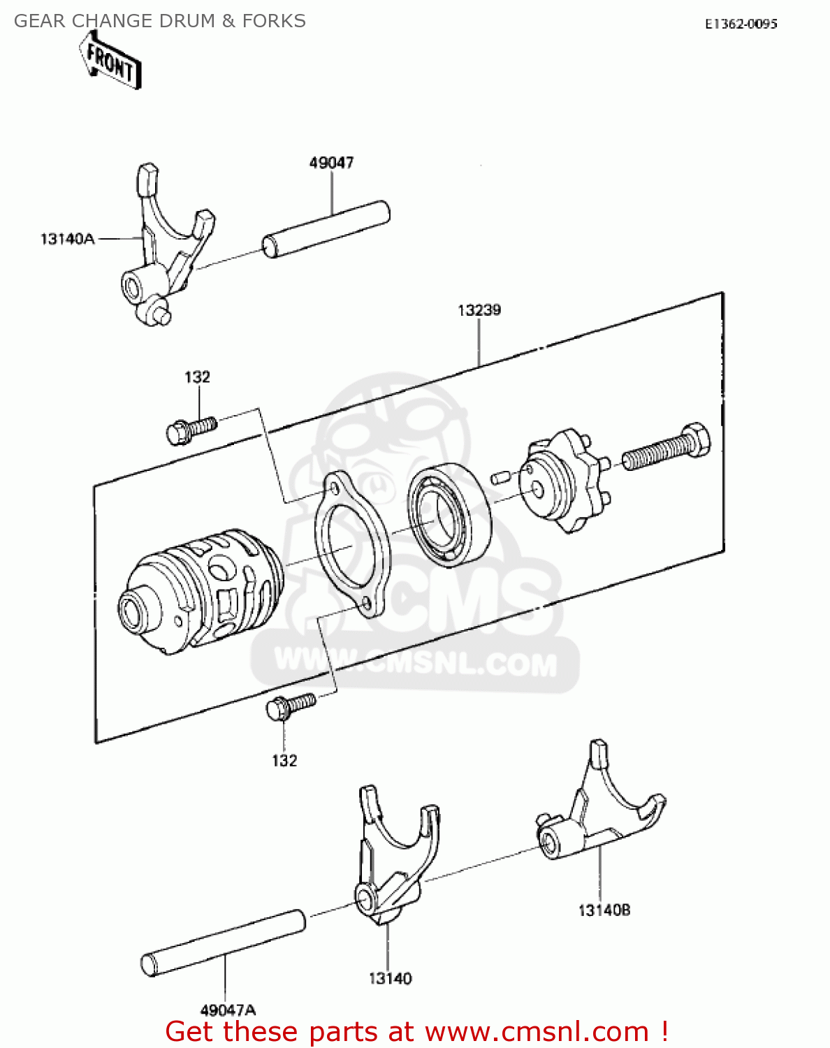 GEAR CHANGE DRUM & FORKS KX125-E1 KX125 1986 USA CANADA