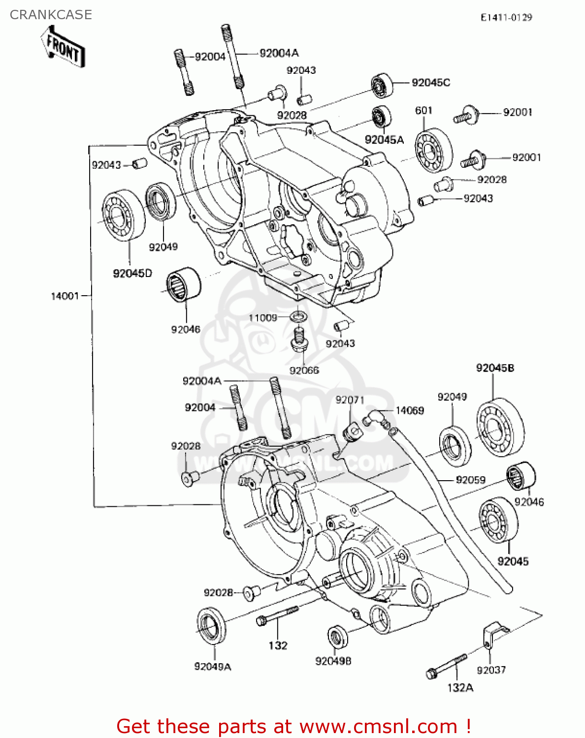 CRANKCASE KX125-E1 KX125 1986 USA CANADA