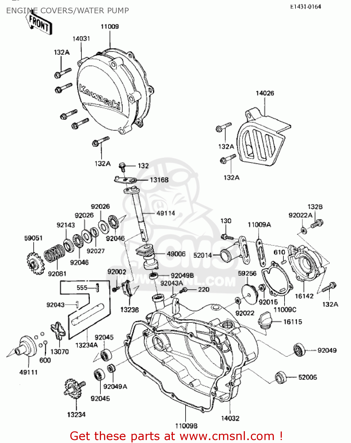 ENGINE COVERS/WATER PUMP KX125-E1 KX125 1986 USA CANADA