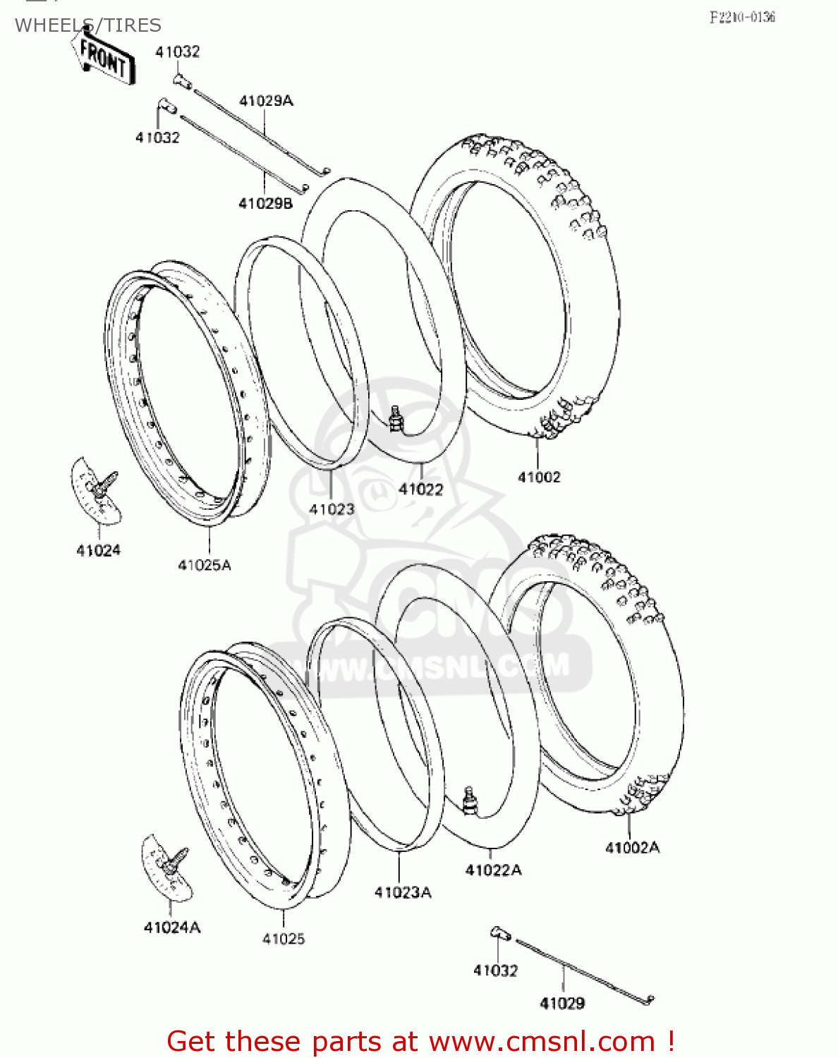WHEELS/TIRES KX125-E1 KX125 1986 USA CANADA