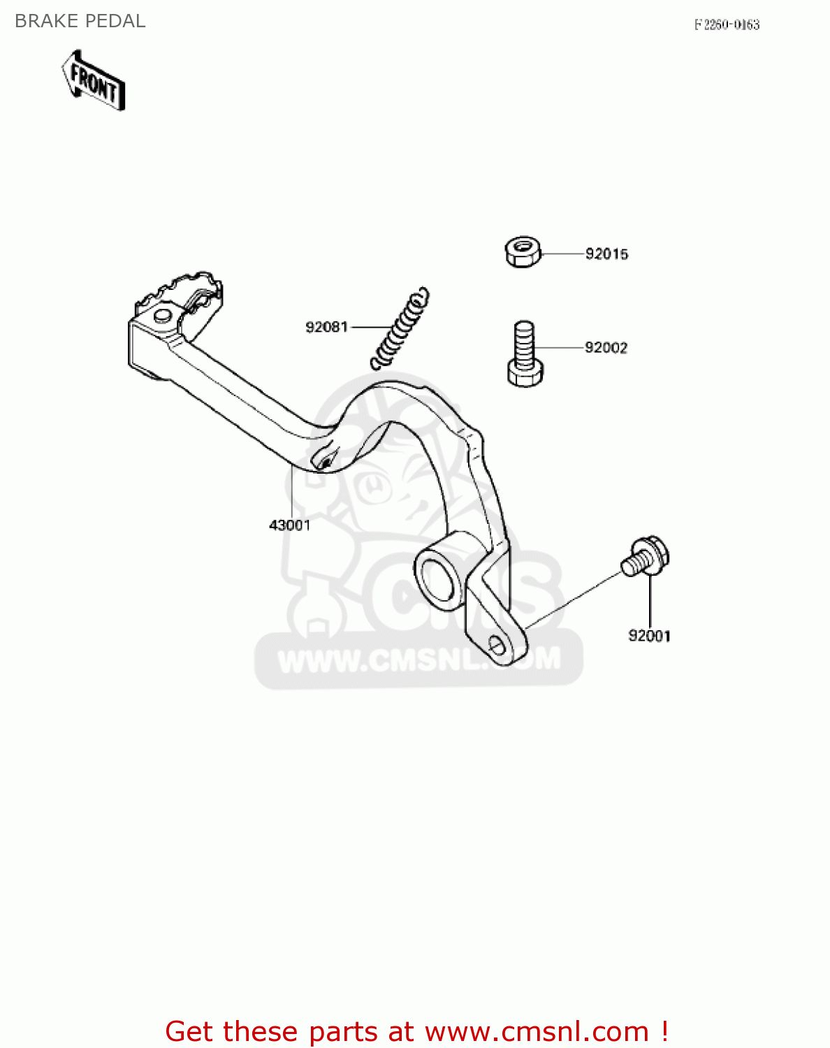 BRAKE PEDAL KX125-E1 KX125 1986 USA CANADA