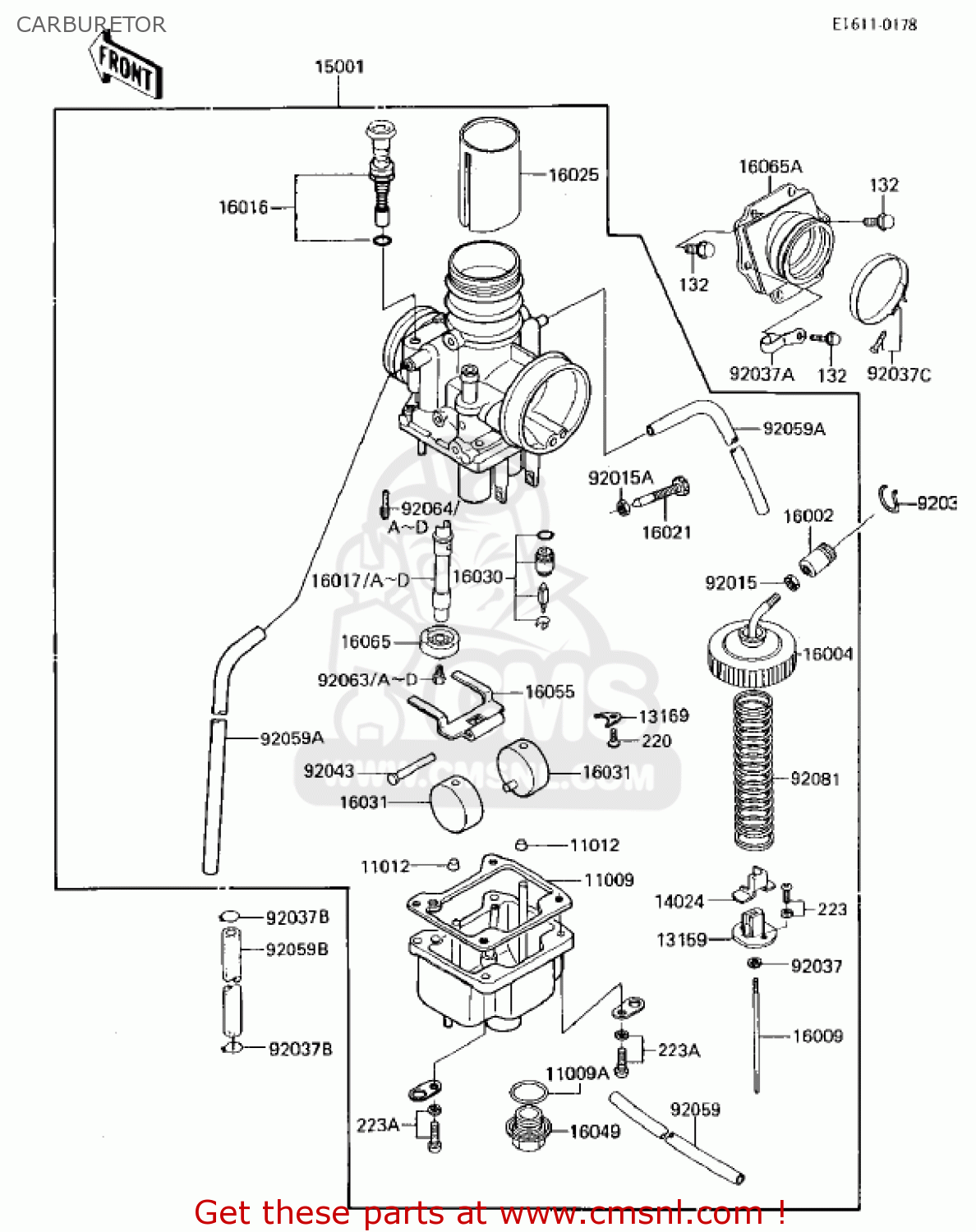 CARBURETOR KX125-E1 KX125 1986 USA CANADA