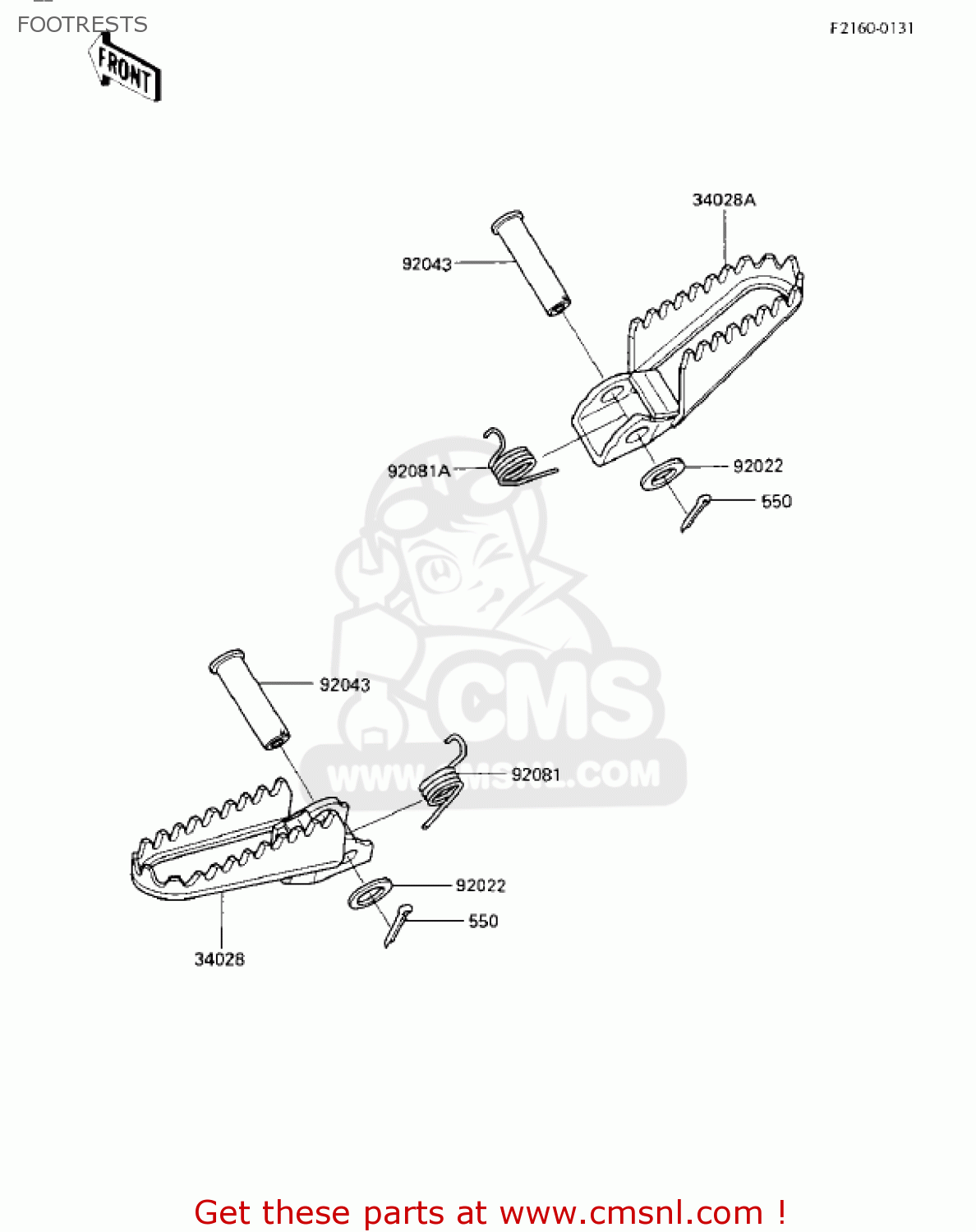 FOOTRESTS KX125-E1 KX125 1986 USA CANADA