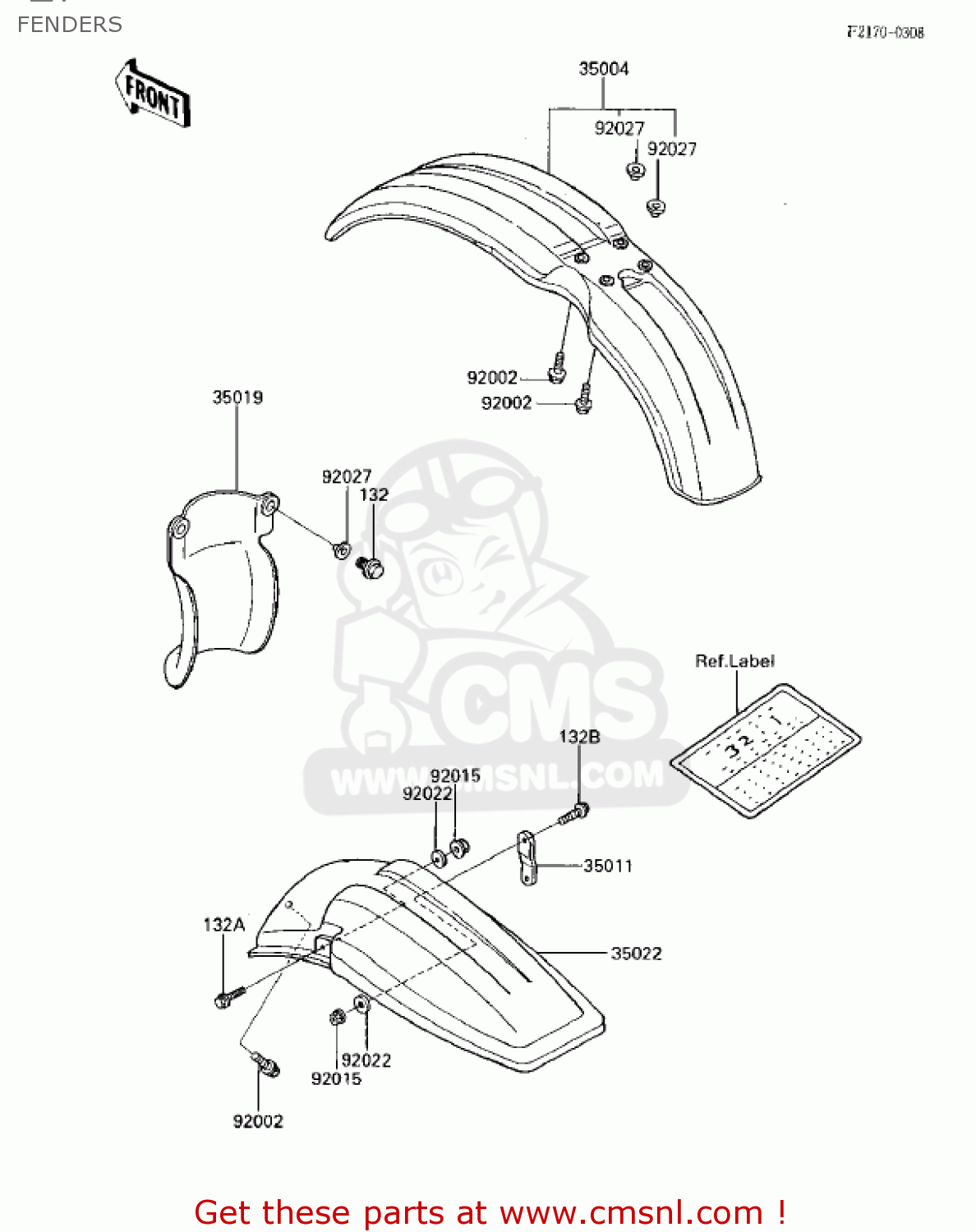FENDERS KX125-E1 KX125 1986 USA CANADA