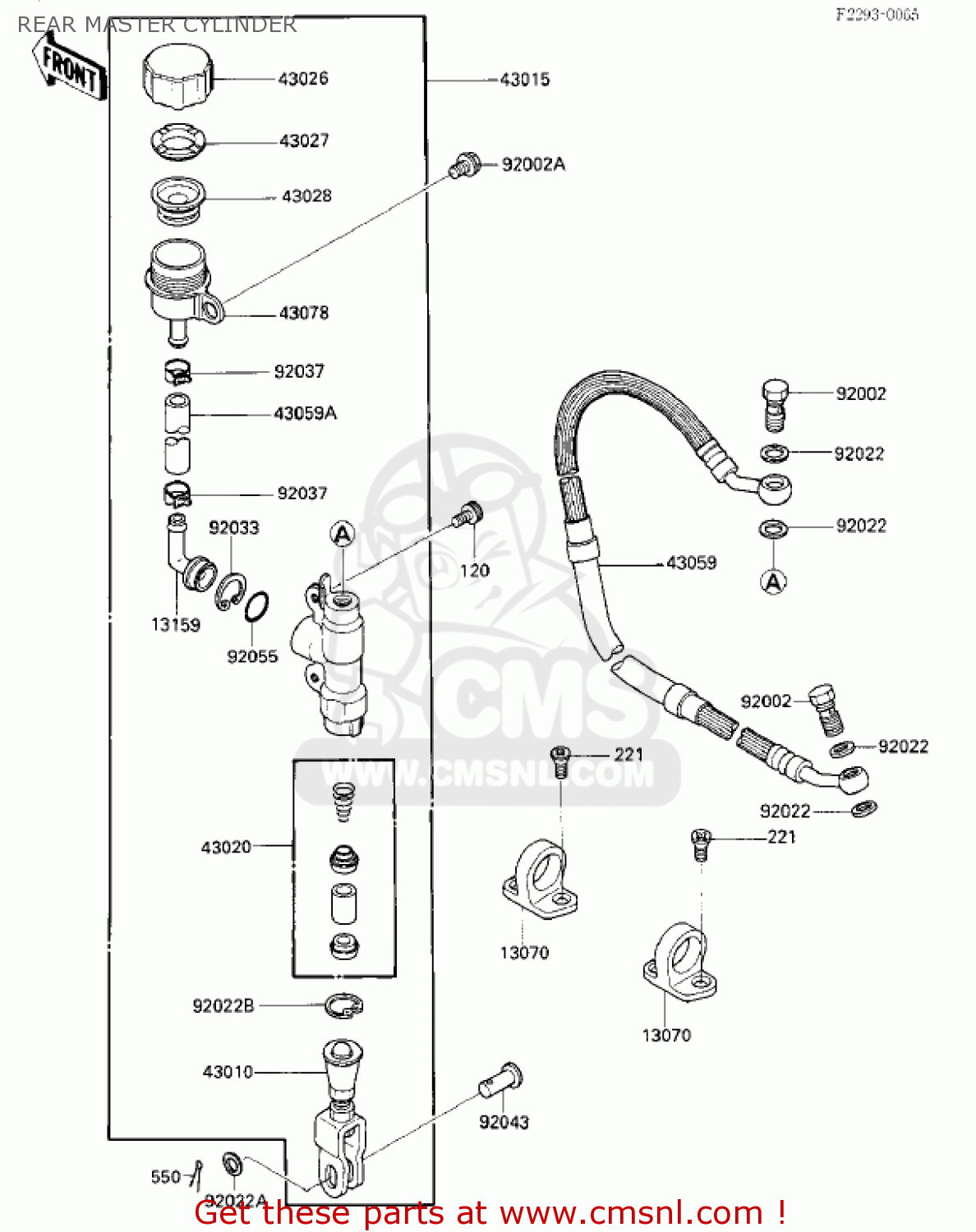 REAR MASTER CYLINDER KX125-E1 KX125 1986 USA CANADA