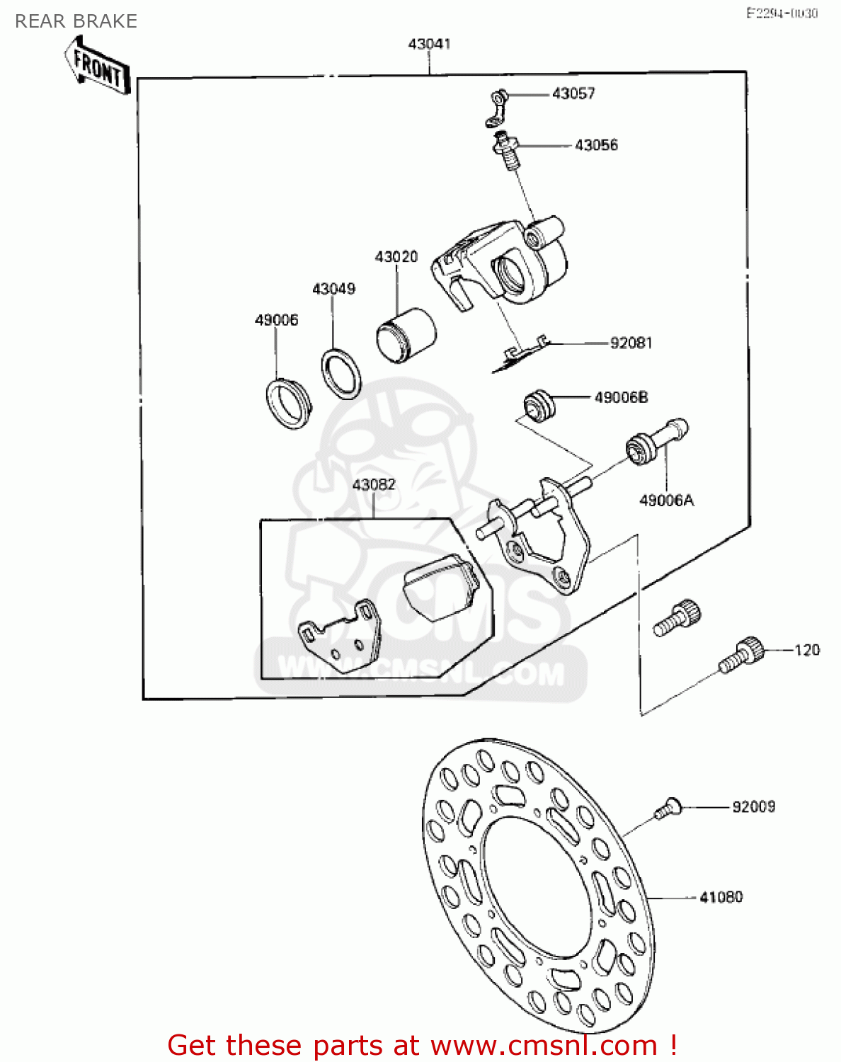 REAR BRAKE KX125-E1 KX125 1986 USA CANADA