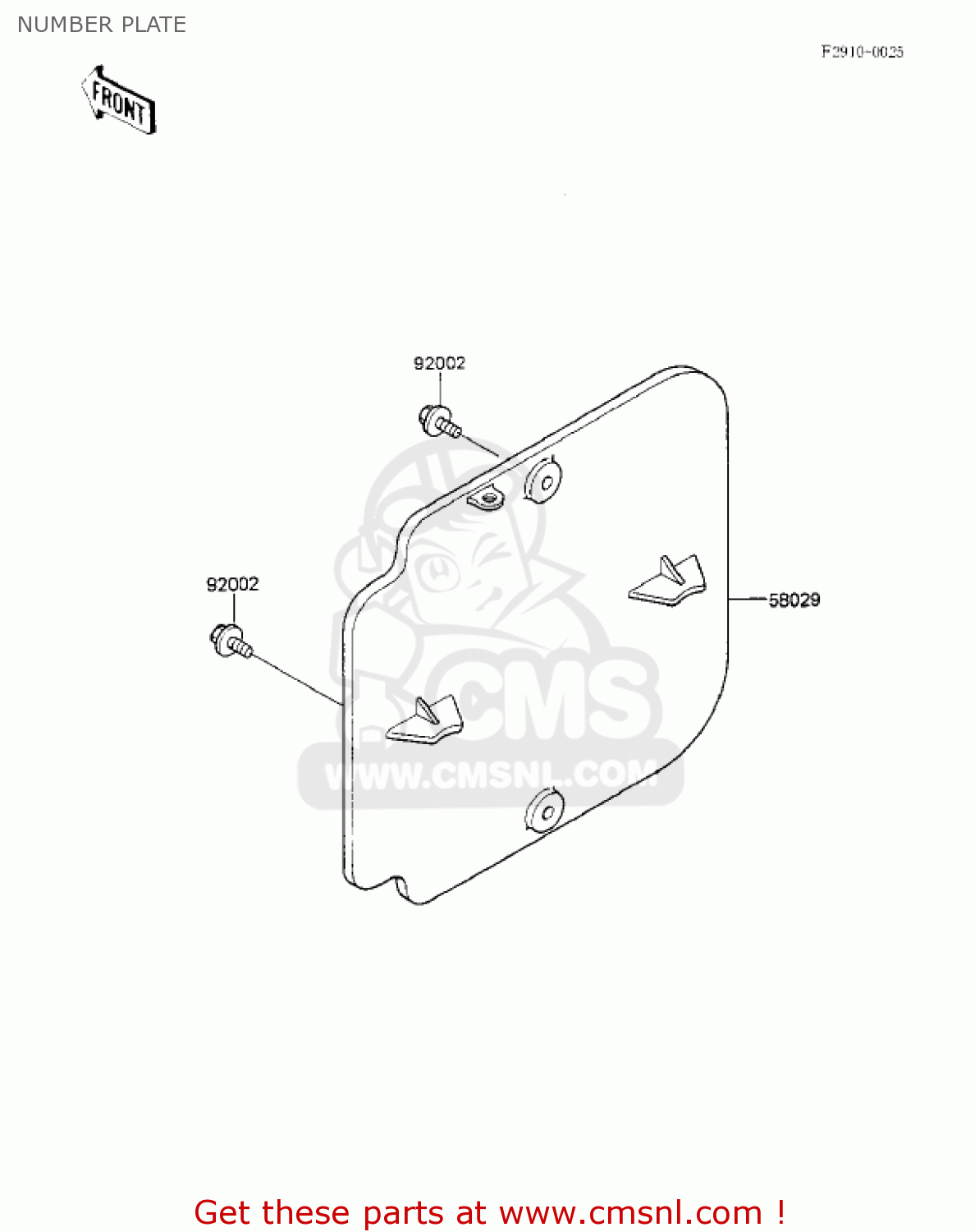 NUMBER PLATE KX125-E1 KX125 1986 USA CANADA