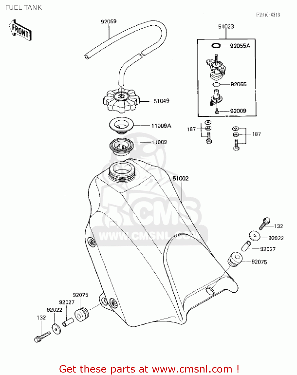 FUEL TANK KX125-E1 KX125 1986 USA CANADA