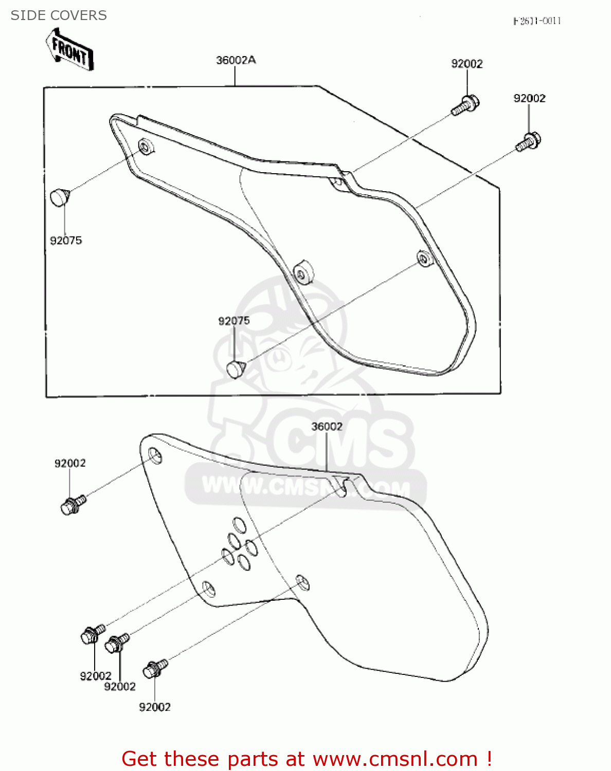 SIDE COVERS KX125-E1 KX125 1986 USA CANADA