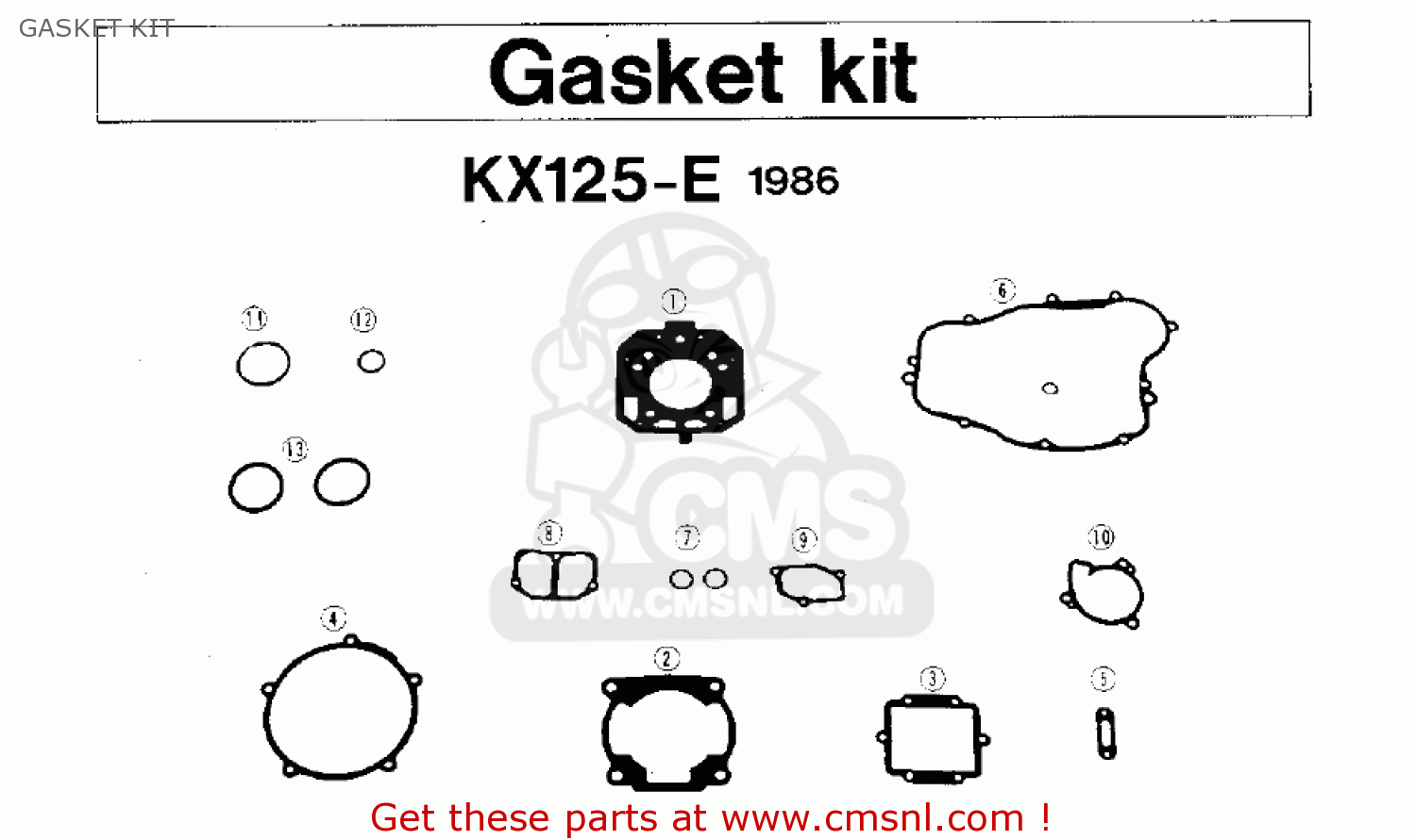 GASKET KIT KX125-E1 KX125 1986 USA CANADA