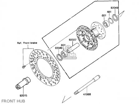 FRONT HUB - KX125-E1 KX125 1986 USA CANADA